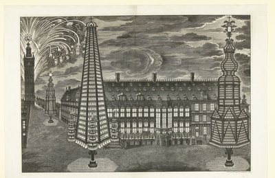 Iluminación y fuegos artificiales en Gante, 1717 de Jacobus Harrewijn