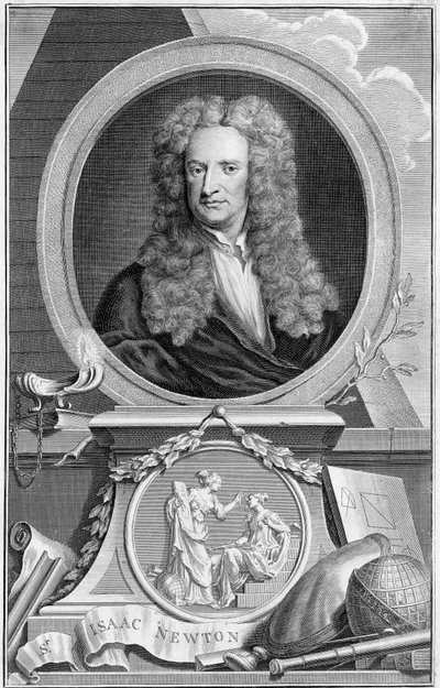 Isaac Newton 1642-1727, matemático, astrónomo y físico inglés, 1738 de Jacobus Houbraken