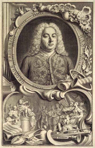 Retrato de G.F. Handel, inscrito con título, 