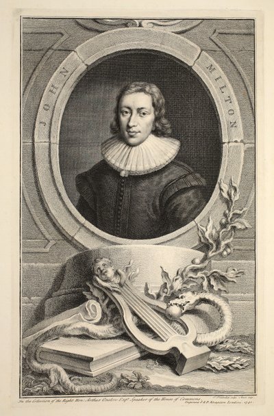 Retrato de John Milton, ilustración de 