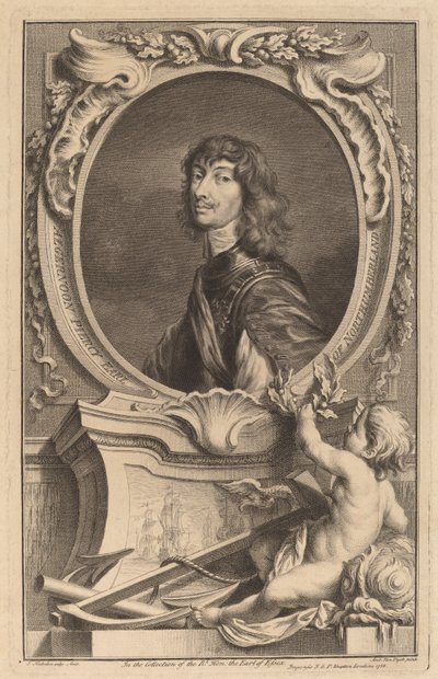 Algernon Percy, Conde de Northumberland de Jacobus Houbraken after Sir Anthony van Dyck