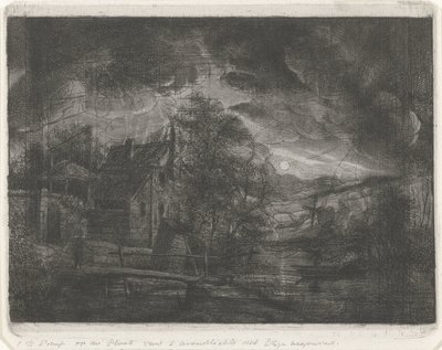 Paisaje a la luz de la luna de Jacobus Ludovicus Cornet