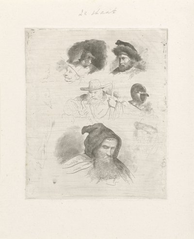 Estudio de retratos de diferentes cabezas. de Jacobus Ludovicus Cornet