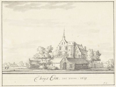 la casa em La casa Eem, desde el frente. 1649 (título sobre el objeto) de Jacobus Stellingwerff