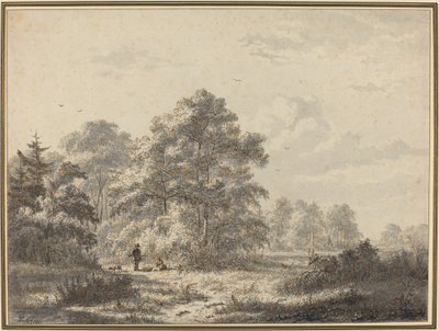 Cazadores al borde del bosque de Jacobus Theodorus Abels