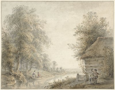 Cobertizo de granja junto a un canal en la linde del bosque de Jacobus Versteegen