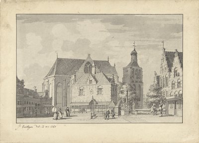 La iglesia, la casa de pesaje y el mercado de pescado en Workum de Jacobus Versteegen