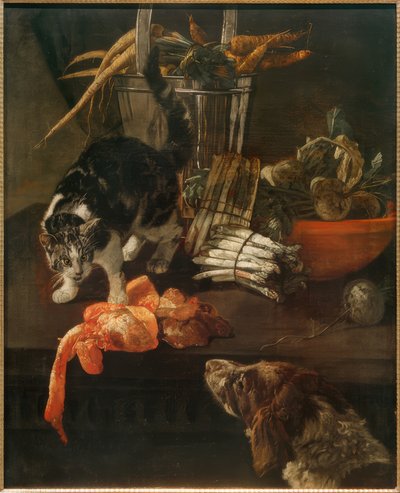 Cocina con Perro y Gato de Jacobus Victors