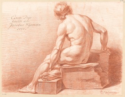 Desnudo masculino sentado, visto de espaldas (1er premio 1800) de Jacobus Wijsman