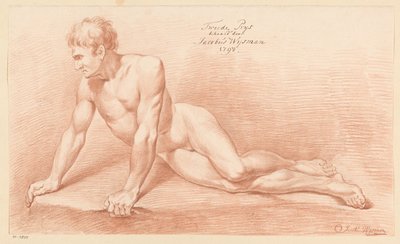 Desnudo masculino sentado, visto de frente (2º premio 1798) de Jacobus Wijsman