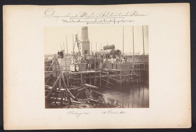 Estación de bombeo de vapor con bombas centrífugas / Kralingen den 26 de octubre de 1868 (título sobre el objeto) Recuperación de los lagos en Schieland al este de Rotterdam (título de la serie sobre el objeto) de Jacobus van Gorkom jr.