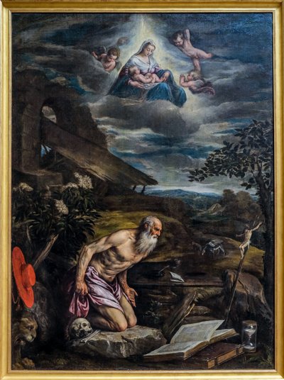 San Jerónimo en el desierto de Jacopo (1510-92) Bassano