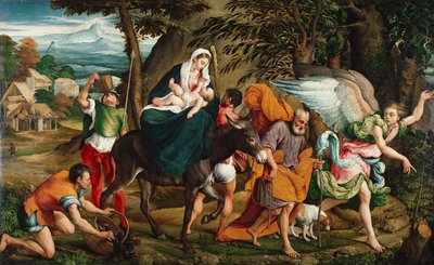 La huida a Egipto, c.1544-45 (óleo sobre lienzo) de Jacopo (1510 92) Bassano