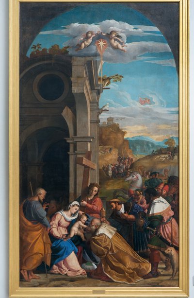 Adoración de los Magos en presencia de Santa Elena de Jacopo (c.1480 1528) Palma