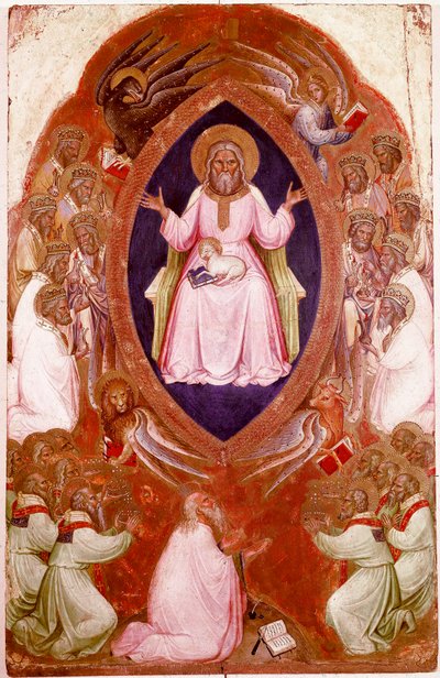 Panel central del Políptico de la Revelación: la Visión de San Juan Evangelista. Gallerie dell