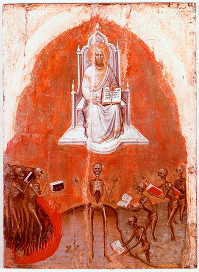 Panel izquierdo del Políptico de la Revelación: Cristo con el Libro de la Vida de Jacopo Alberegno