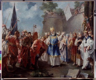 El emperador Alejandro rinde homenaje al sumo sacerdote Jaddus. Pintura atribuida a Jacopo Amigoni de Jacopo Amigoni
