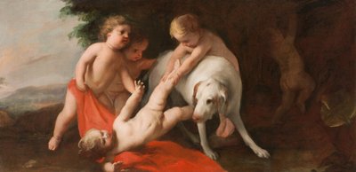Putti jugando con el perro de Jacopo Amigoni
