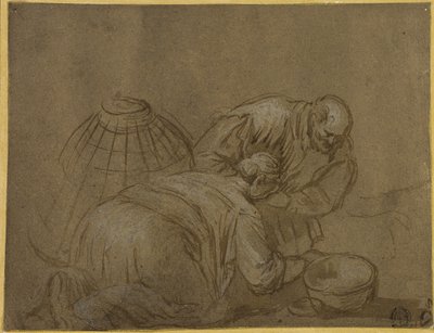 Pareja de campesinos mirando en una cesta de Jacopo Bassano