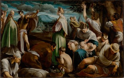 El milagro de las codornices de Jacopo Bassano