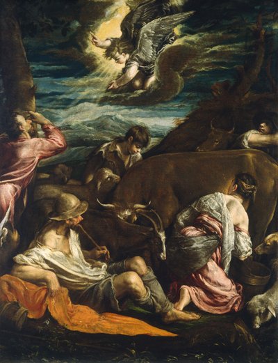 La Anunciación a los pastores, probablemente 1555-1560 de Jacopo Bassano il vecchio