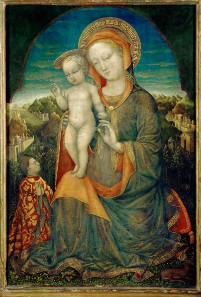 La Virgen de la Humildad y el Niño adorado por Leonello ... de Jacopo Bellini