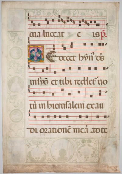 Hoja de un gradual: inicial decorada (verso) de Jacopo Filippo d