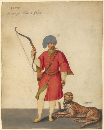 Un arquero Azappo con un guepardo de Jacopo Ligozzi
