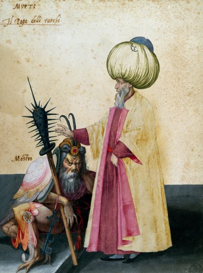 Mufti y monstruo, dibujo de Jacopo Ligozzi (1547-1627) de Jacopo Ligozzi