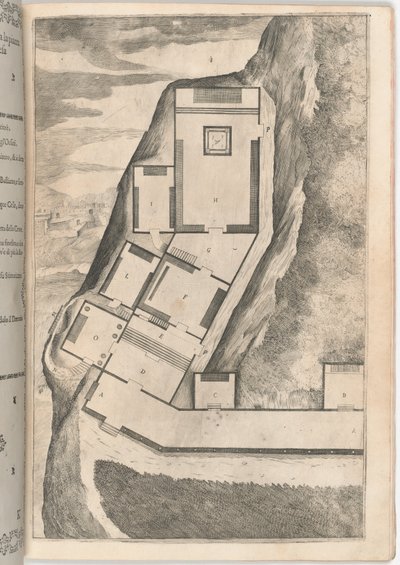 Plano de las Habitaciones y la Iglesia del Sagrado Monasterio (Pianta di parte della loggia e del sacro eremo) [lámina K] de Jacopo Ligozzi