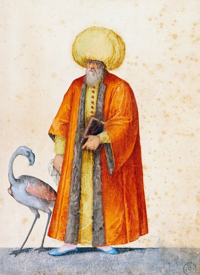 Hombre turco con flamenco (dibujo) de Jacopo Ligozzi