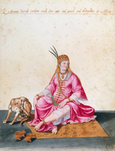 Mujer turca con perro de Jacopo Ligozzi