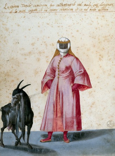 Mujer turca con cabra, dibujo de Jacopo Ligozzi (1547-1627) de Jacopo Ligozzi