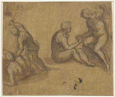 Adán y Eva bajo el árbol y Caín matando a Abel de Jacopo Palma (il Giovane)