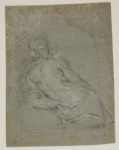 Figura masculina semidesnuda de medio cuerpo inclinada hacia la izquierda de Jacopo Palma