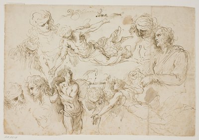 Hoja de estudios de figuras de Jacopo Palma