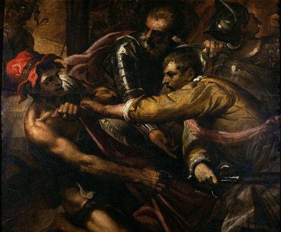 Soldados disputando ropa de Jacopo Palma