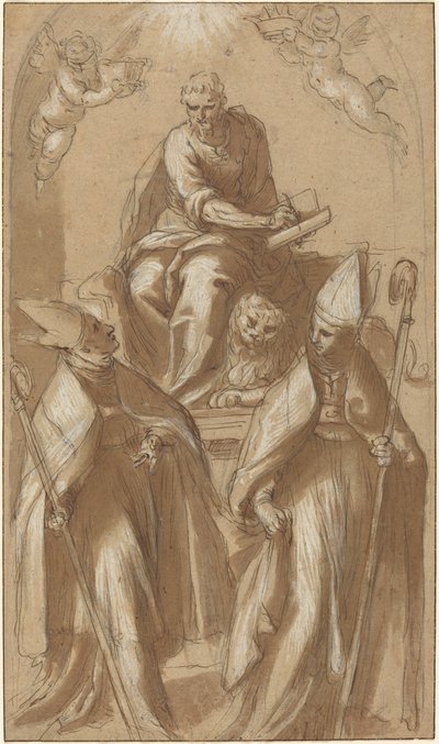 San Marcos con dos obispos y putti de Jacopo Palma il Giovane