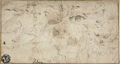 Bocetos de Cabezas, Ojos, Oreja y Boca de Jacopo Palma il Giovane