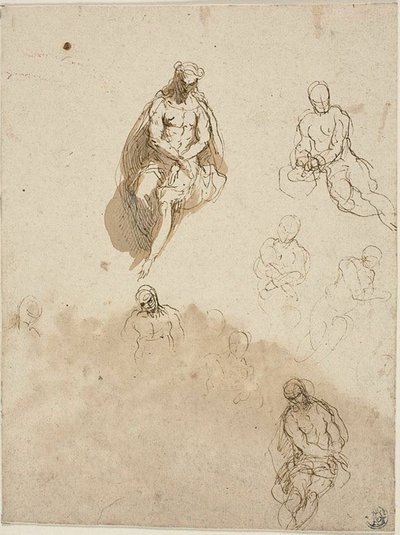 Estudios para la coronación de espinas de Jacopo Palma il Giovane