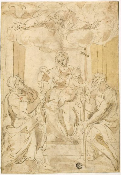 Virgen y Niño con los santos Tomás y Juan el Bautista (recto); Venus durmiente (verso) de Jacopo Palma il Giovane