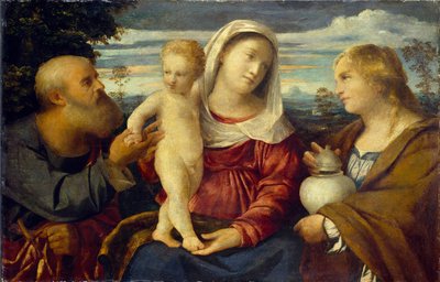 La Sagrada Familia con Santa María Magdalena de Jacopo Palma il Vecchio