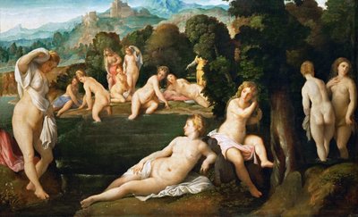 Ninfas bañándose, ca 1528 de Jacopo Palma il Vecchio the Elder