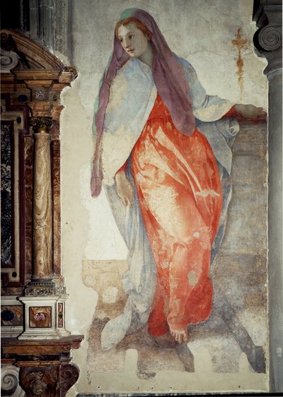 Anunciación (detalle) de Jacopo Pontormo