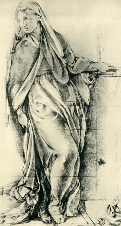 Boceto de la Virgen María para una Anunciación, mediados del siglo XVI, 1943 de Jacopo Pontormo