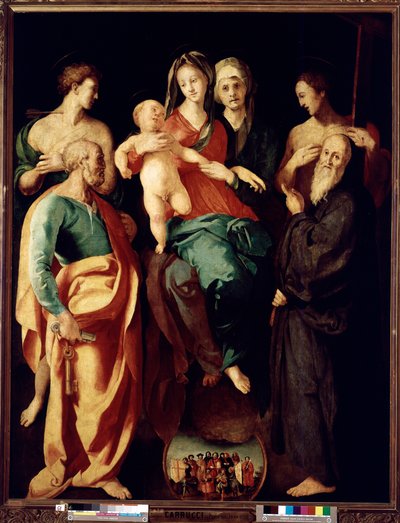 Virgen y niño con Santa Ana y cuatro santos de Jacopo Pontormo
