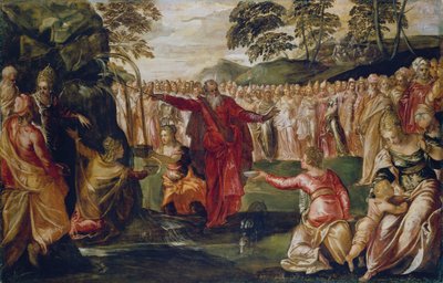 Moisés golpeando la roca, c.1555-70 (óleo sobre lienzo) de Jacopo Robusti (workshop of) Tintoretto