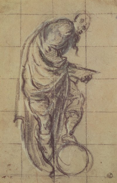 Un filósofo de pie sobre un globo de Jacopo Robusti Tintoretto