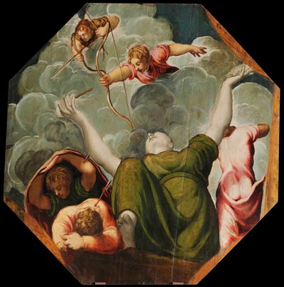 Apolo y Diana Castigando a Níobe Matando a sus Hijos, ca 1541 de Jacopo Robusti Tintoretto