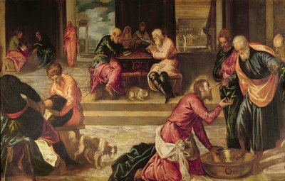 Cristo Lavando los Pies de los Discípulos de Jacopo Robusti Tintoretto